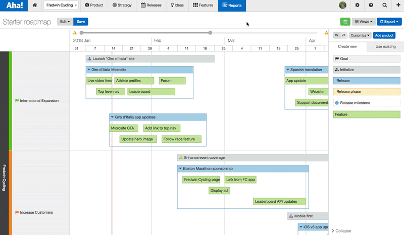 Just Launched! — Visualize Status on the Aha! Starter Roadmap