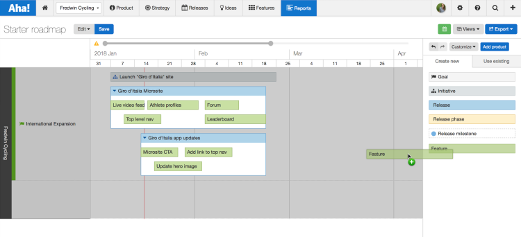 Blog - Just Launched! — Visualize Status on the Aha! Starter Roadmap - inline image