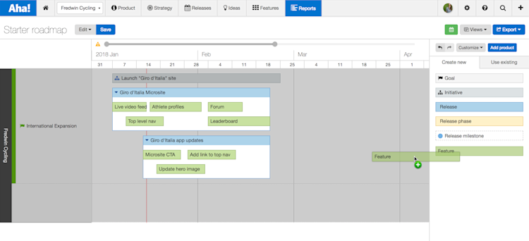 Just Launched! — Visualize Status on the Aha! Starter Roadmap