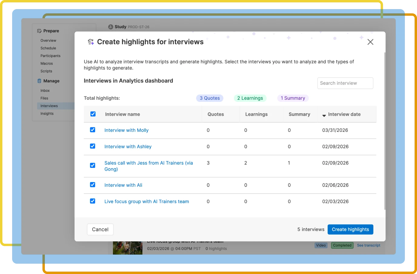 Analyze multiple interviews with our AI assistant Elle in Aha! Discovery