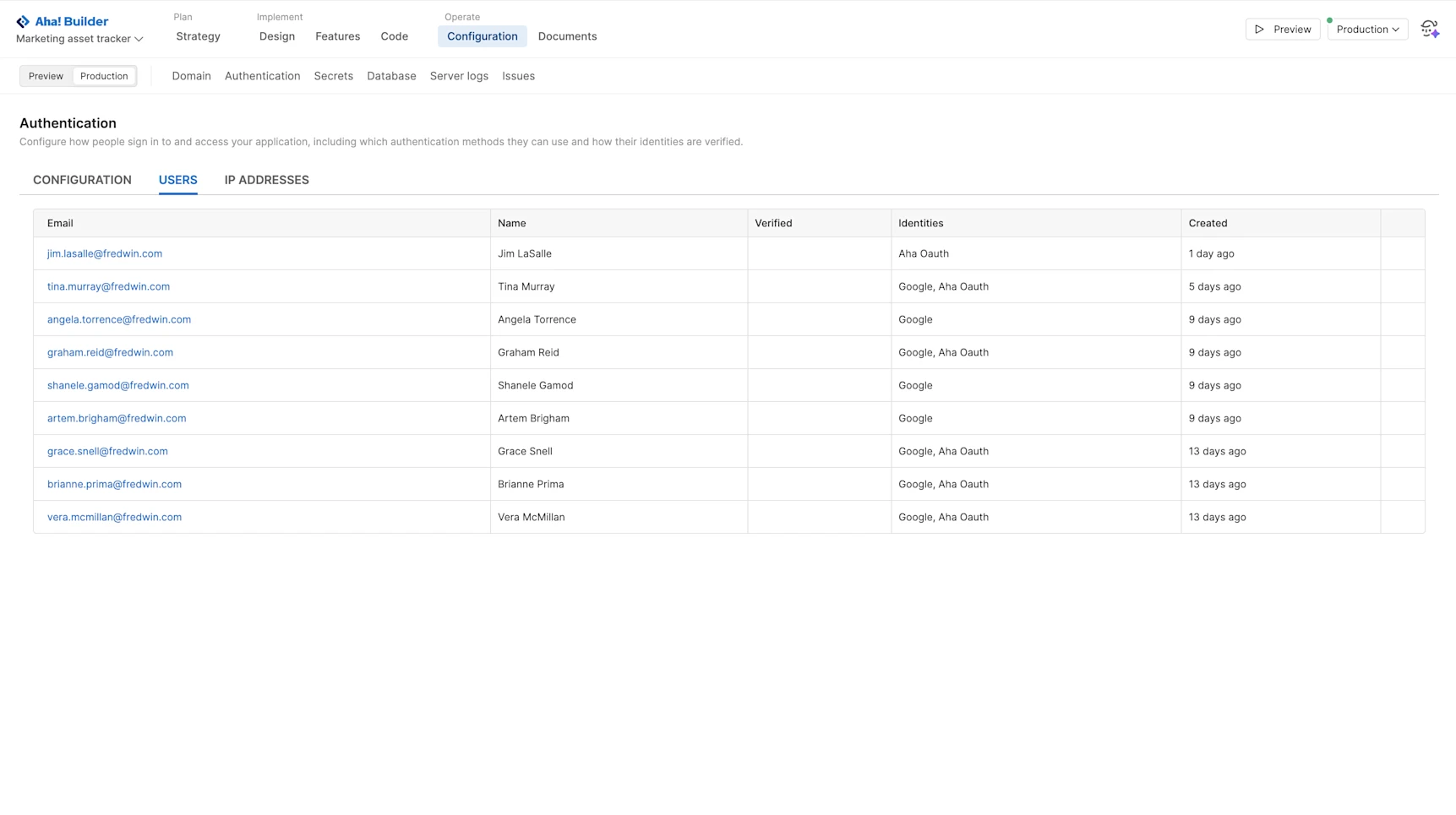 Aha! Builder Application Configuration — Ready-To-Use Applications