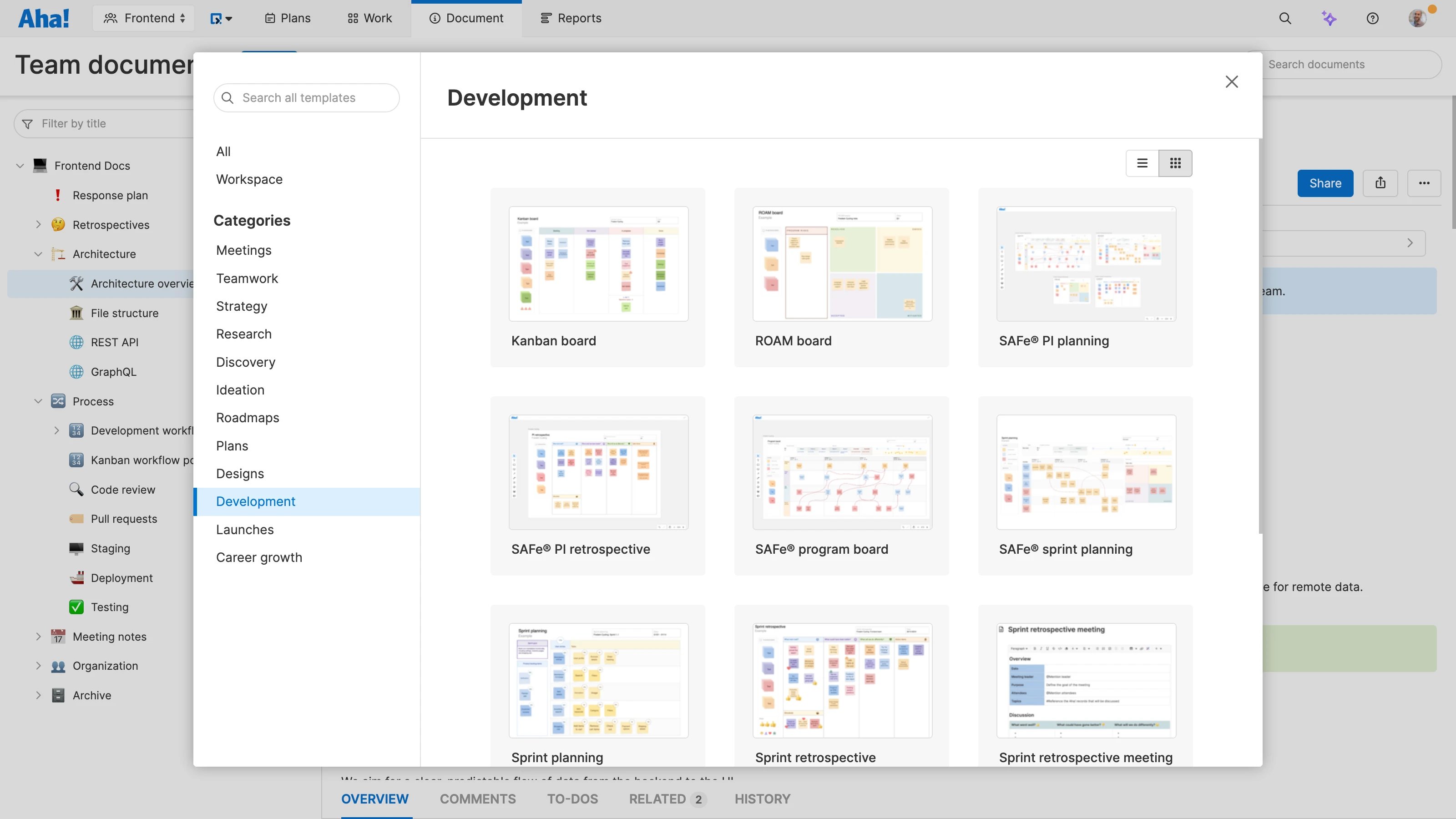 Aha! Develop - Whiteboard - Template library