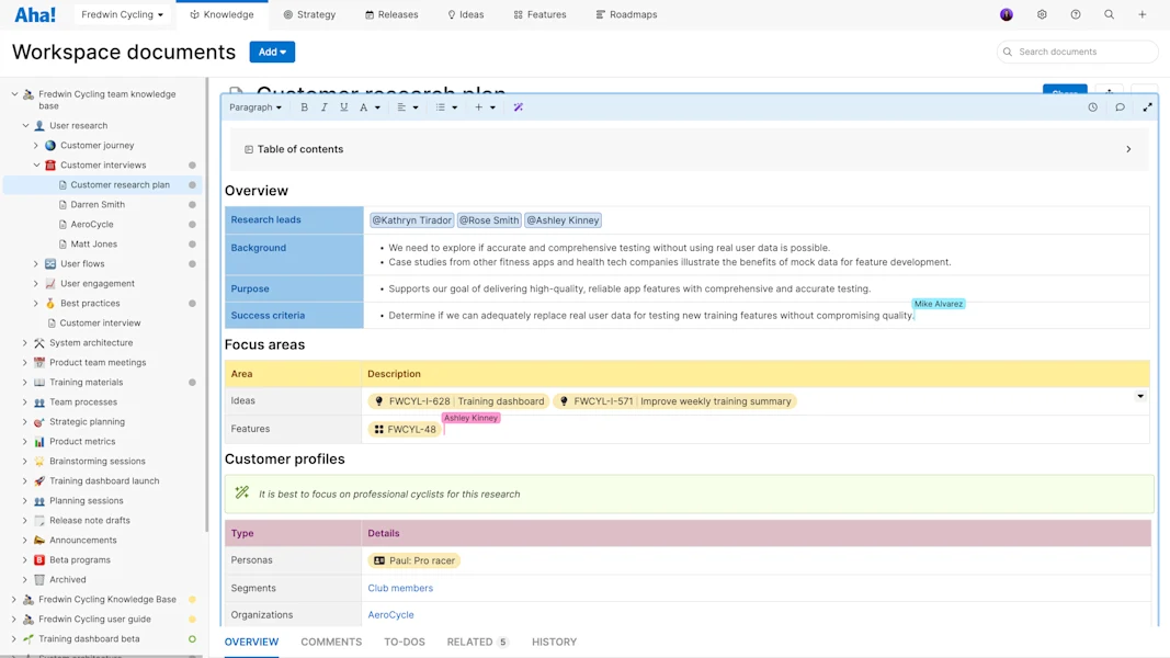 Aha! software use case — Create product documentation