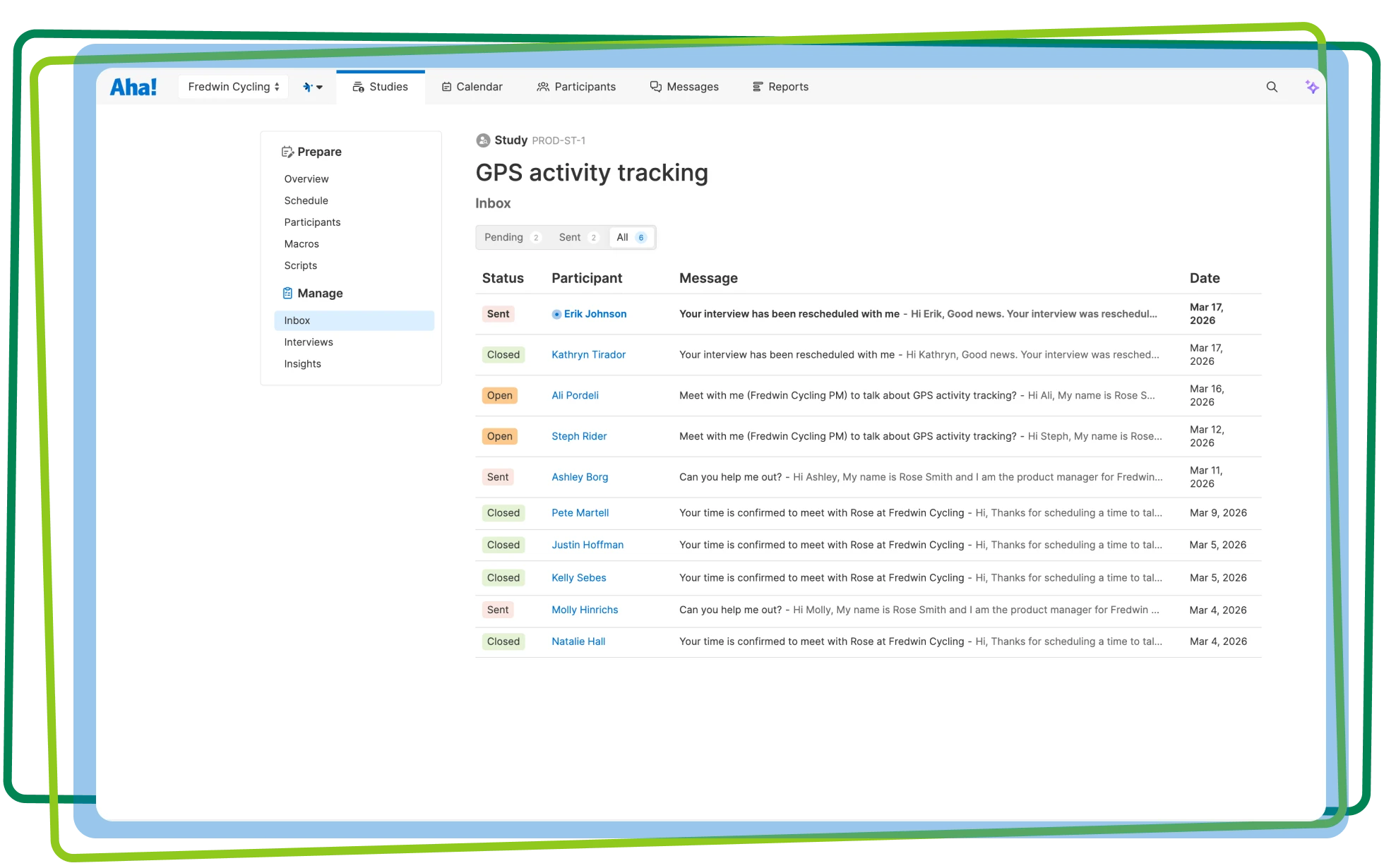 Study communications in Aha! Discovery