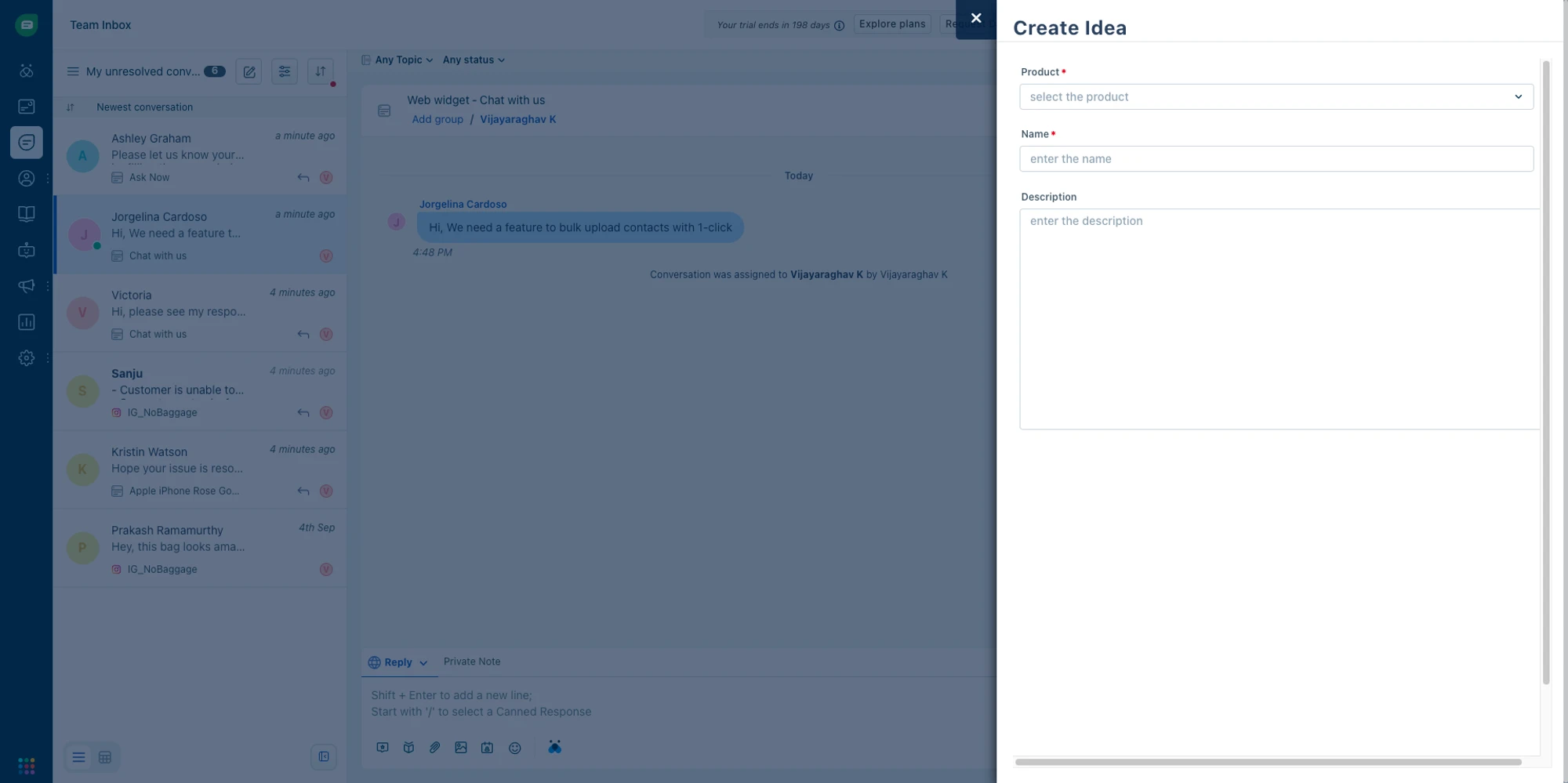 Create an idea in Freshworks