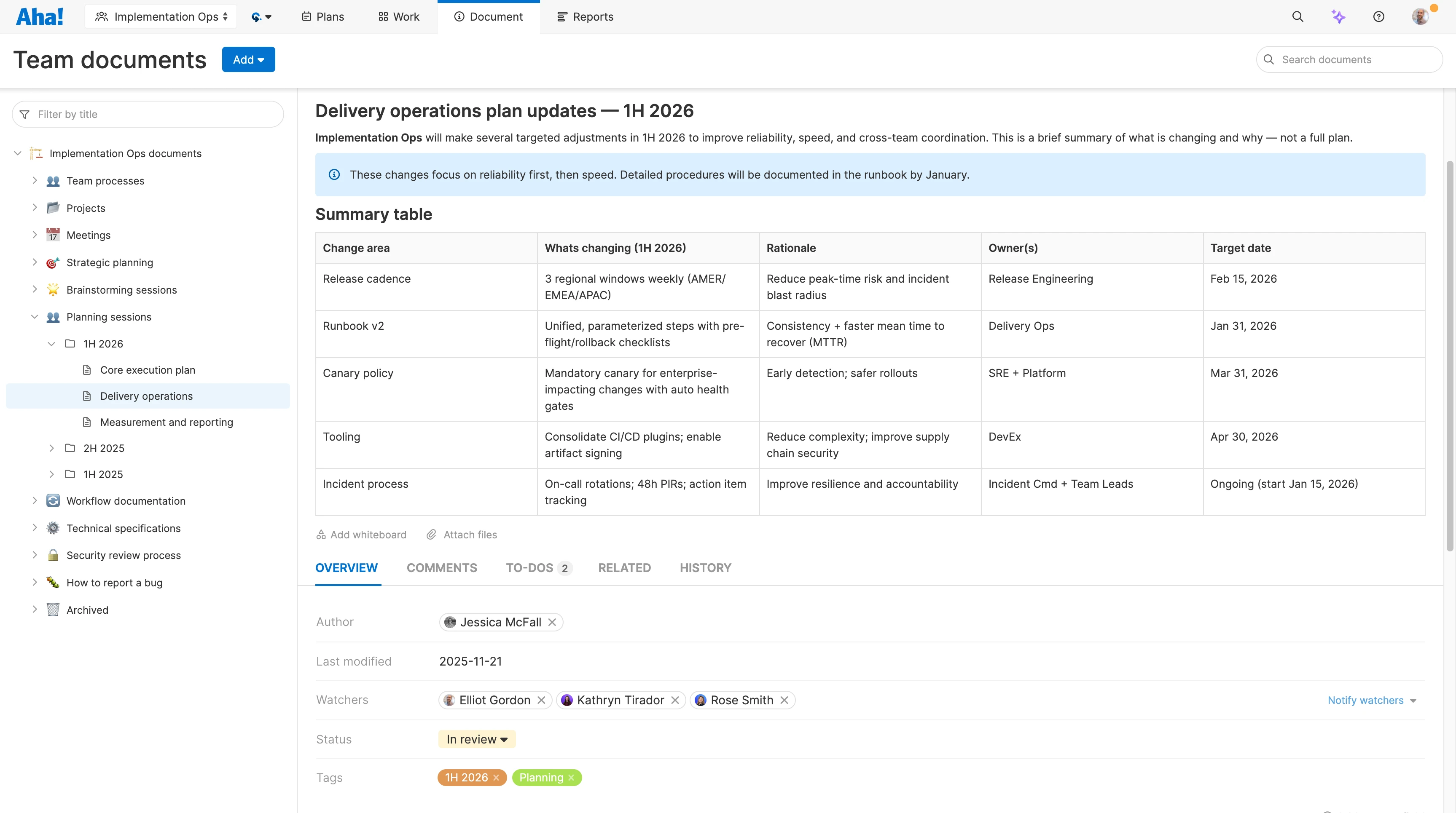 Teamwork - Documents - Standardize document updates