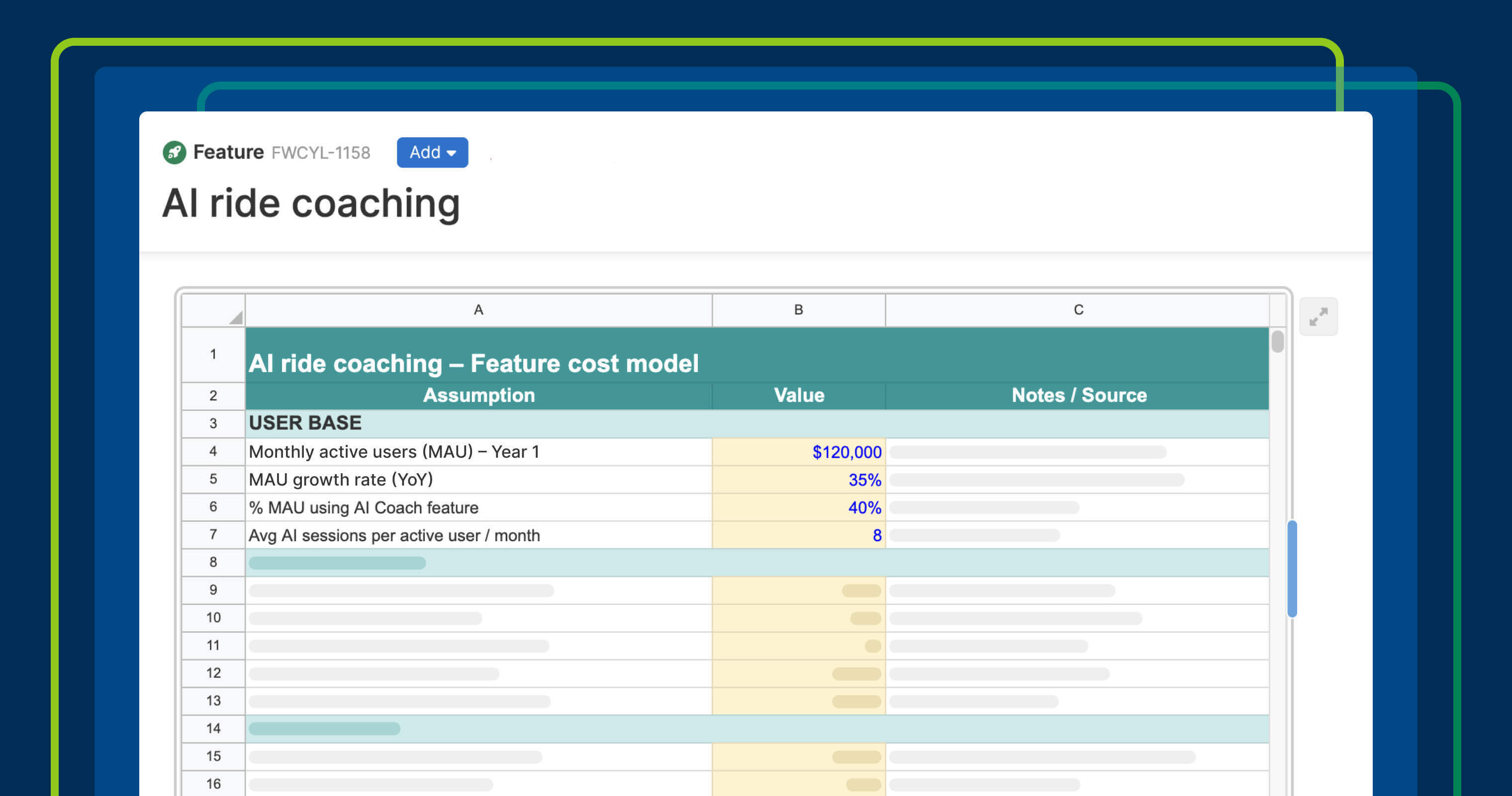 Introducing spreadsheets in Aha! software