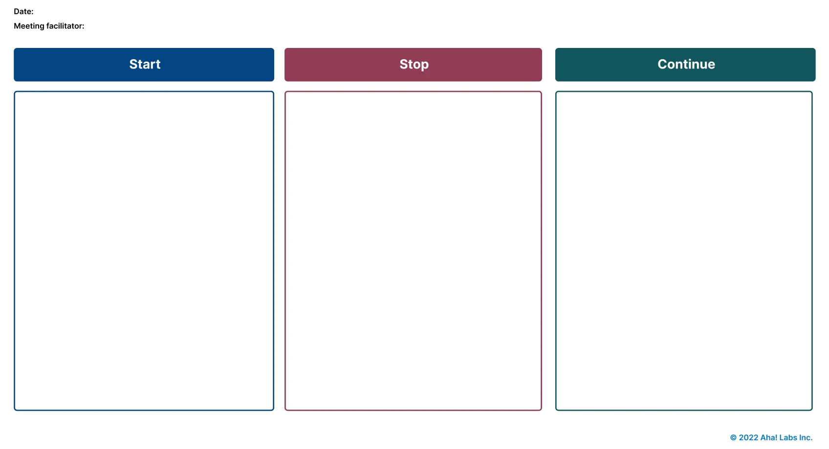 Start, Stop, Continue Retrospective Template