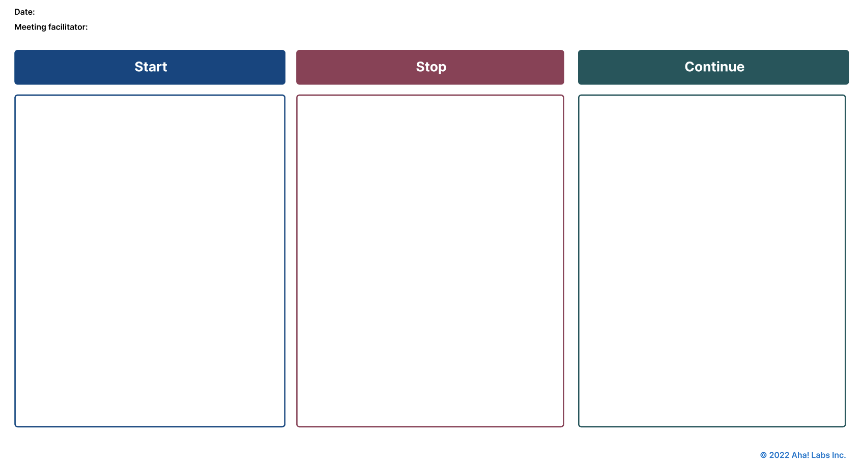 Start, Stop, Continue Retrospective Template / Image