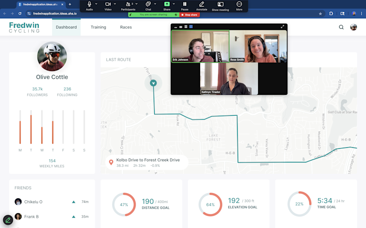 Product managers using Aha! Discovery to walk through an app during a user interview