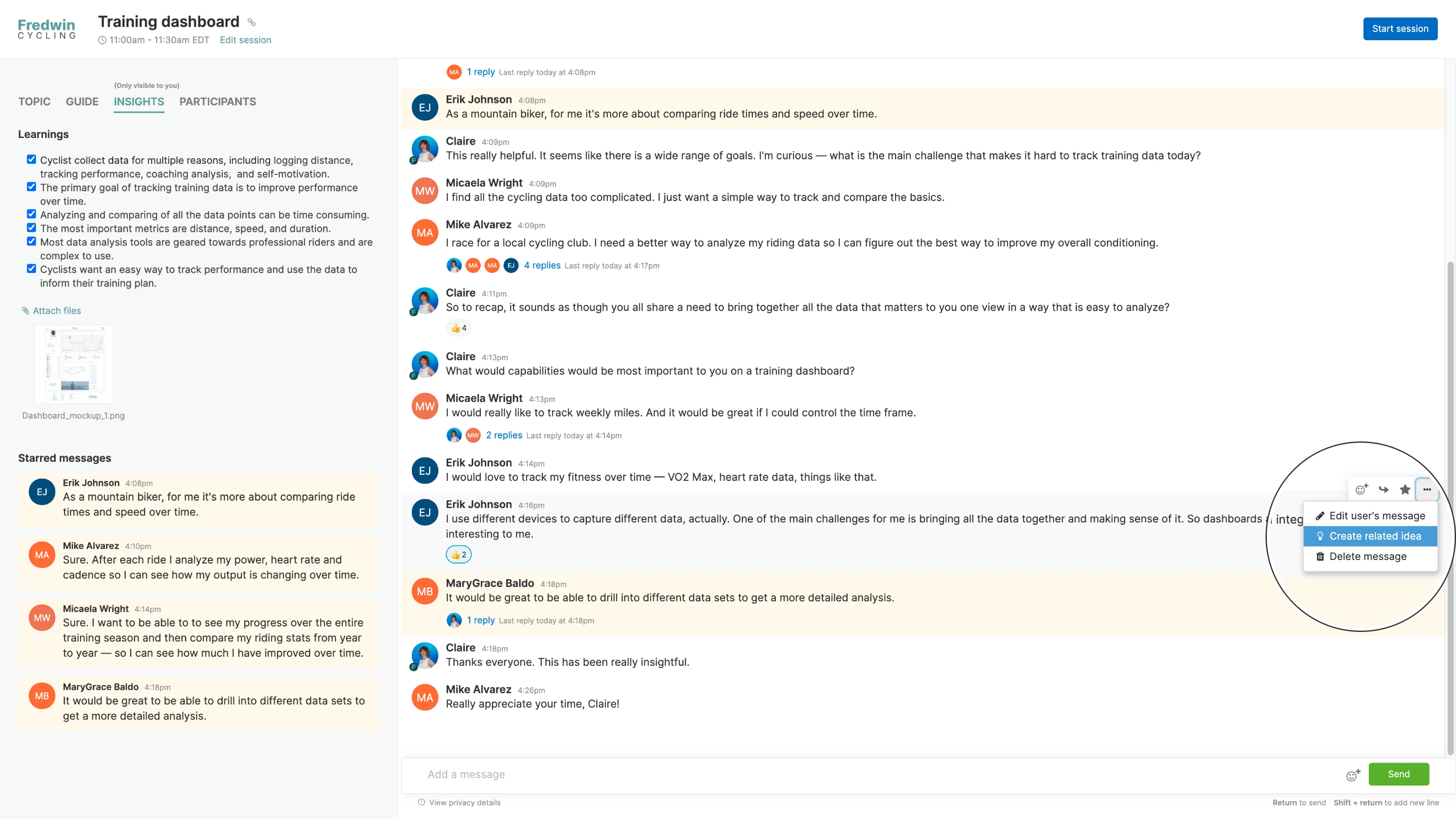 Record customer insights and create ideas from important messages.