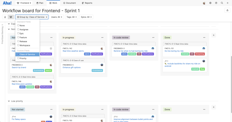 Add Custom Swimlanes to Your Engineering Workflow Board in Aha! Develop