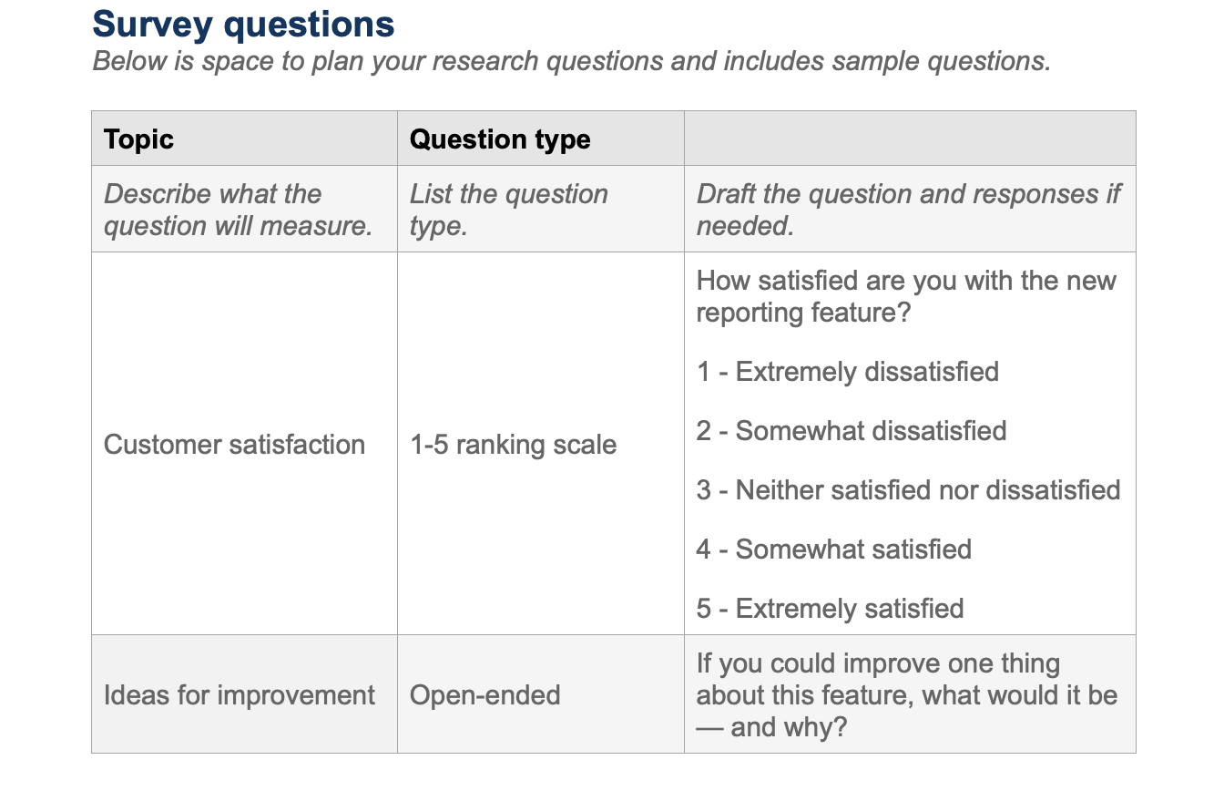 customer research methods Customer Research Survey Template / Image