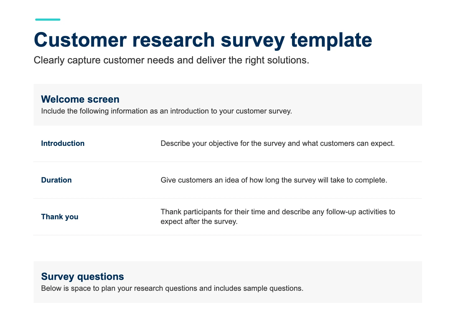 Customer Research Survey Template