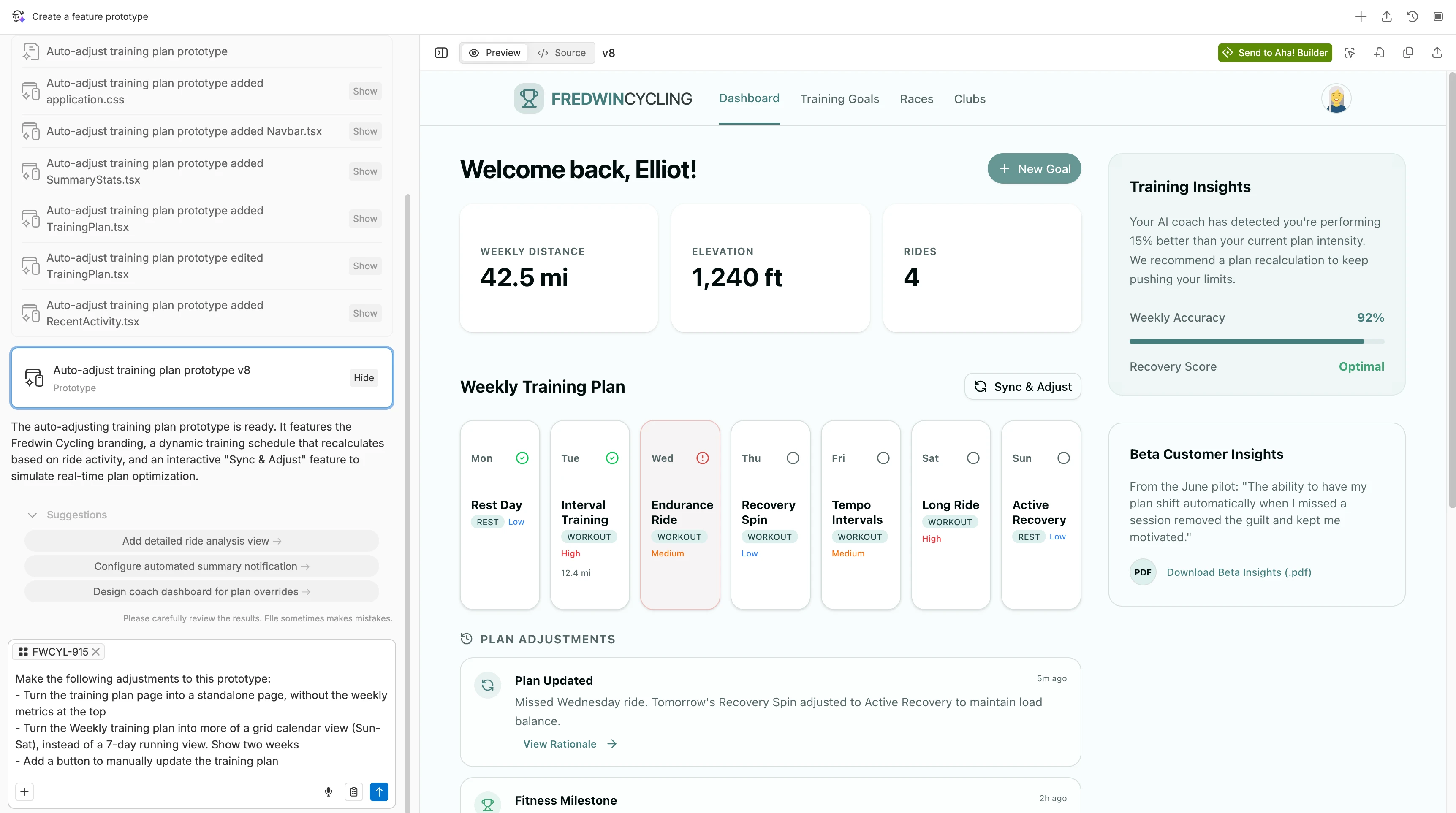 AI assistant editing a prototype in Aha! Roadmaps
