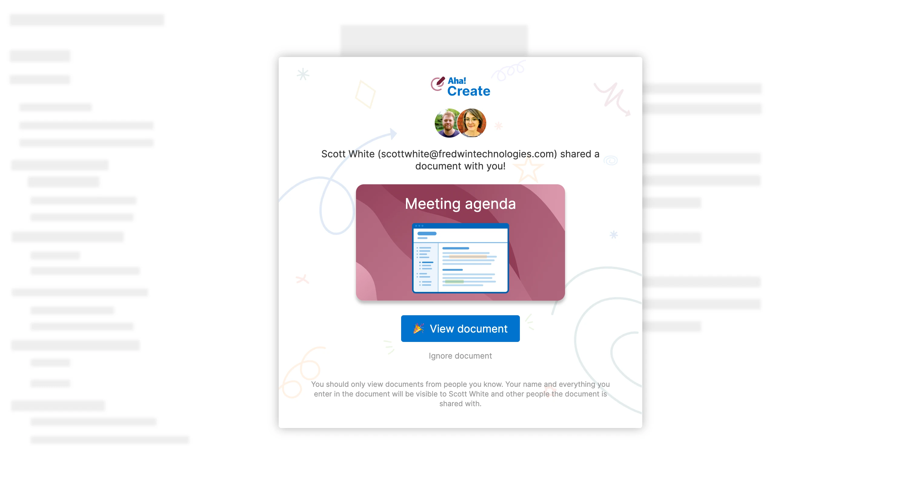 Accept and view a document in Aha! Knowledge