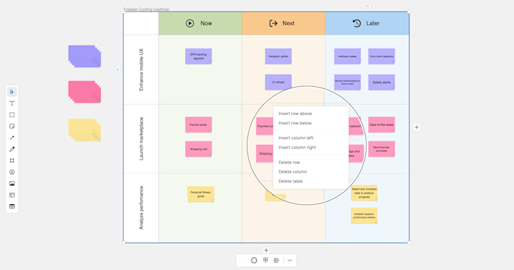 add tables to whiteboards