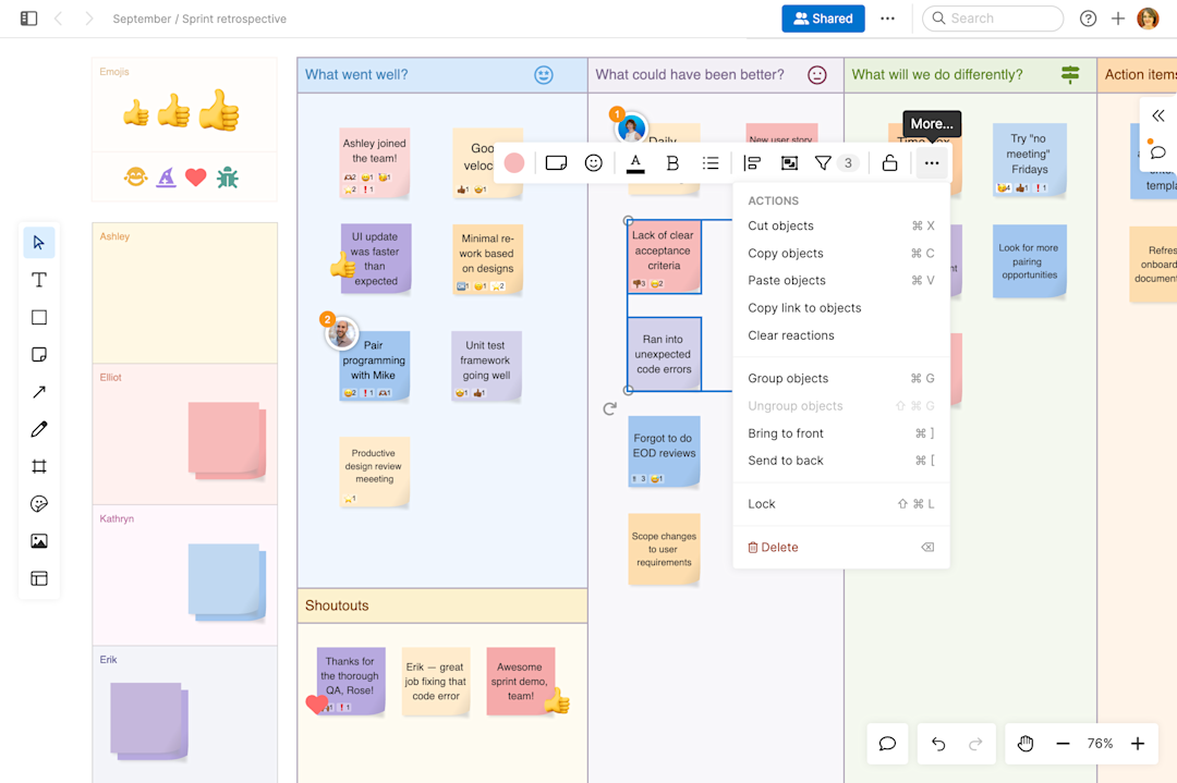 Add and edit whiteboard content