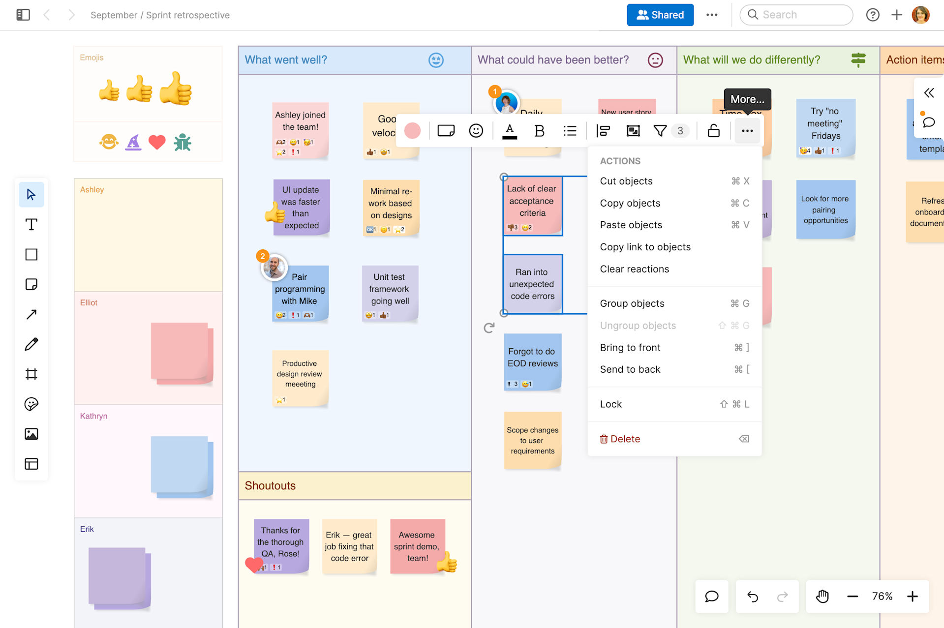 Add and edit whiteboard content
