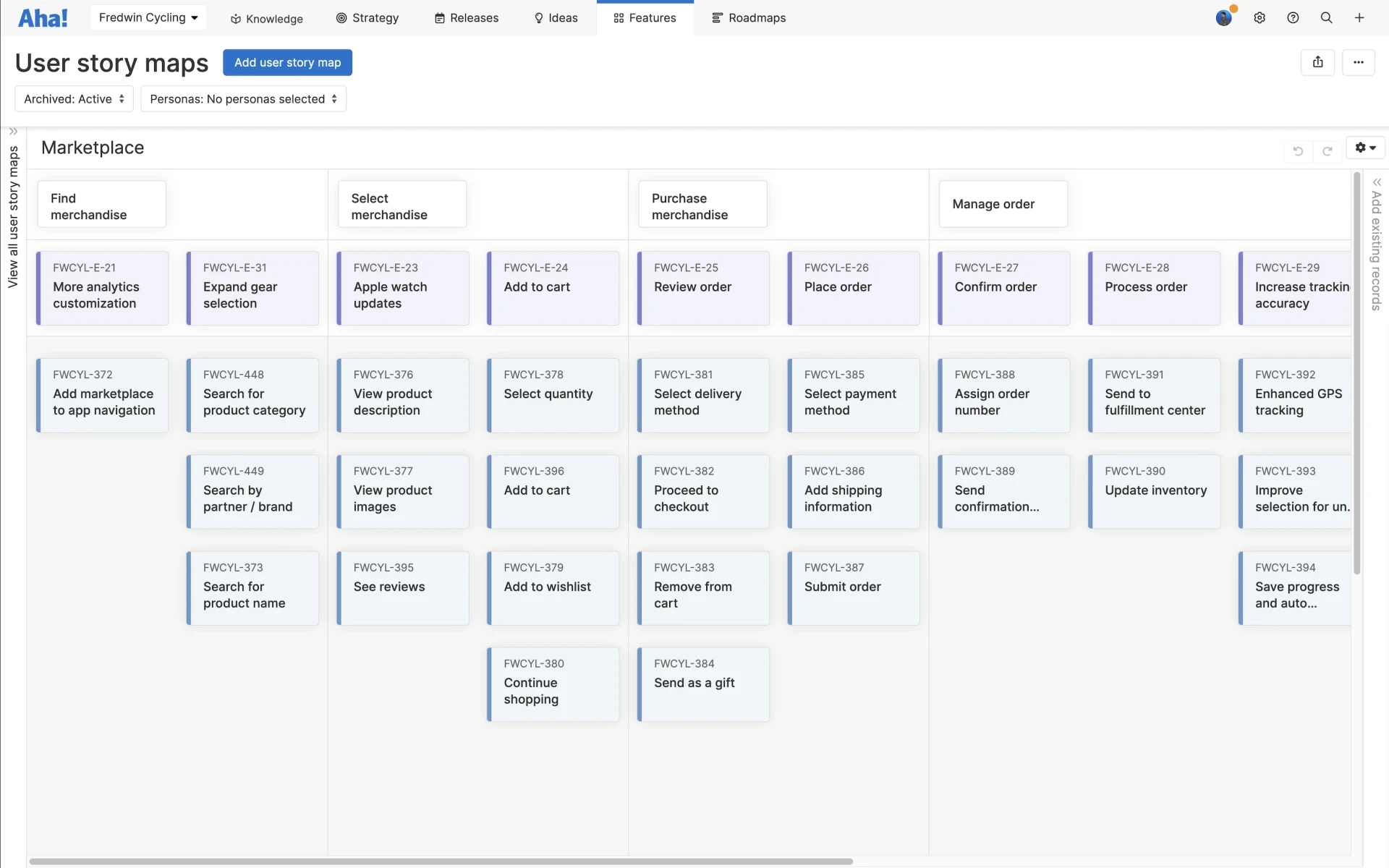 GUIDES ONLY - Fredwin Cycling user story maps