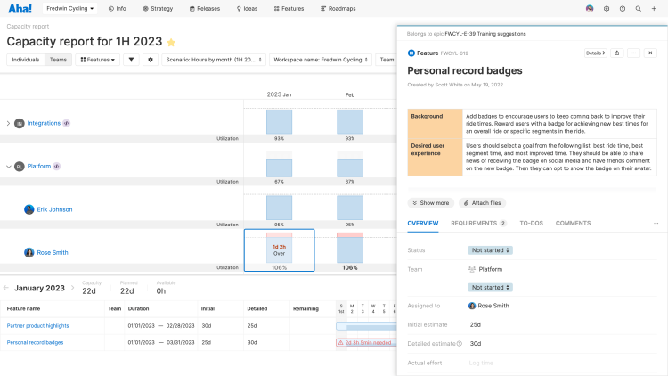 Capacity planning report - Individual team estimates