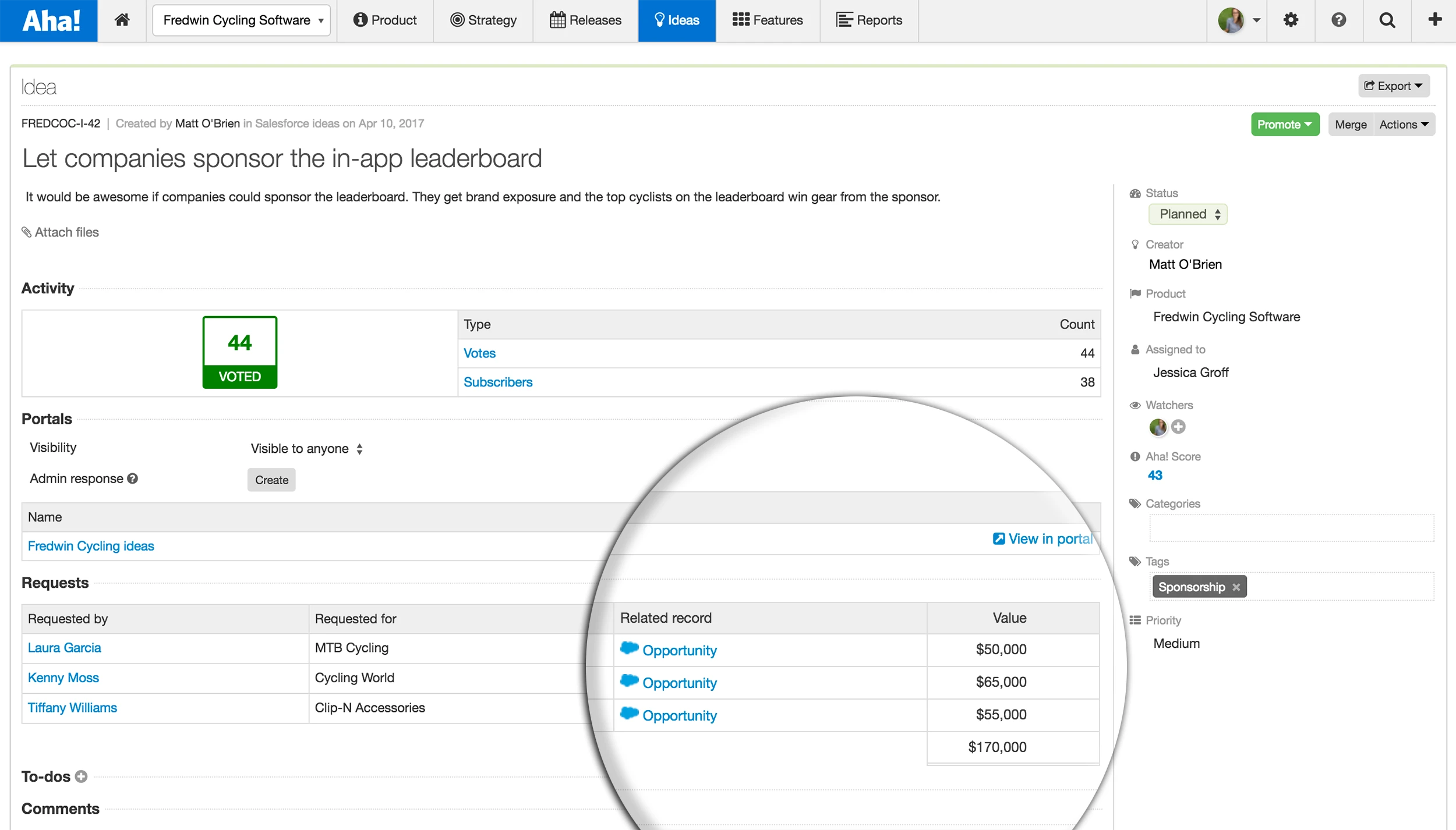Blog - Just Launched! — Enhanced Salesforce + Aha! Integration - inline image