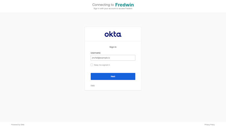 A login page for a knowledge base with an Okta SSO sign-in modal