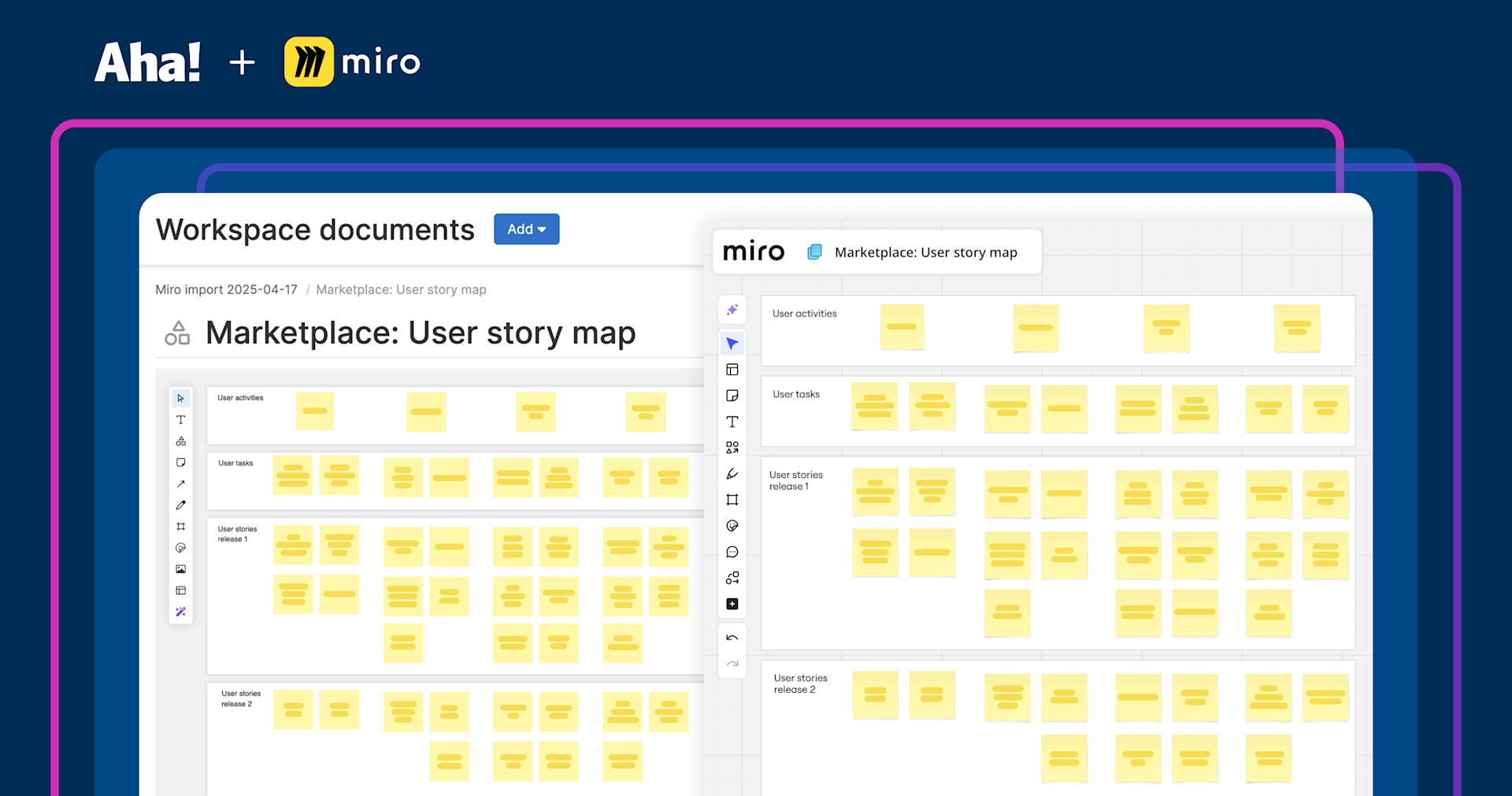 Tech Stack Overview Miro Mural vs. Miro — How Both Stack Up to Aha! Whiteboards