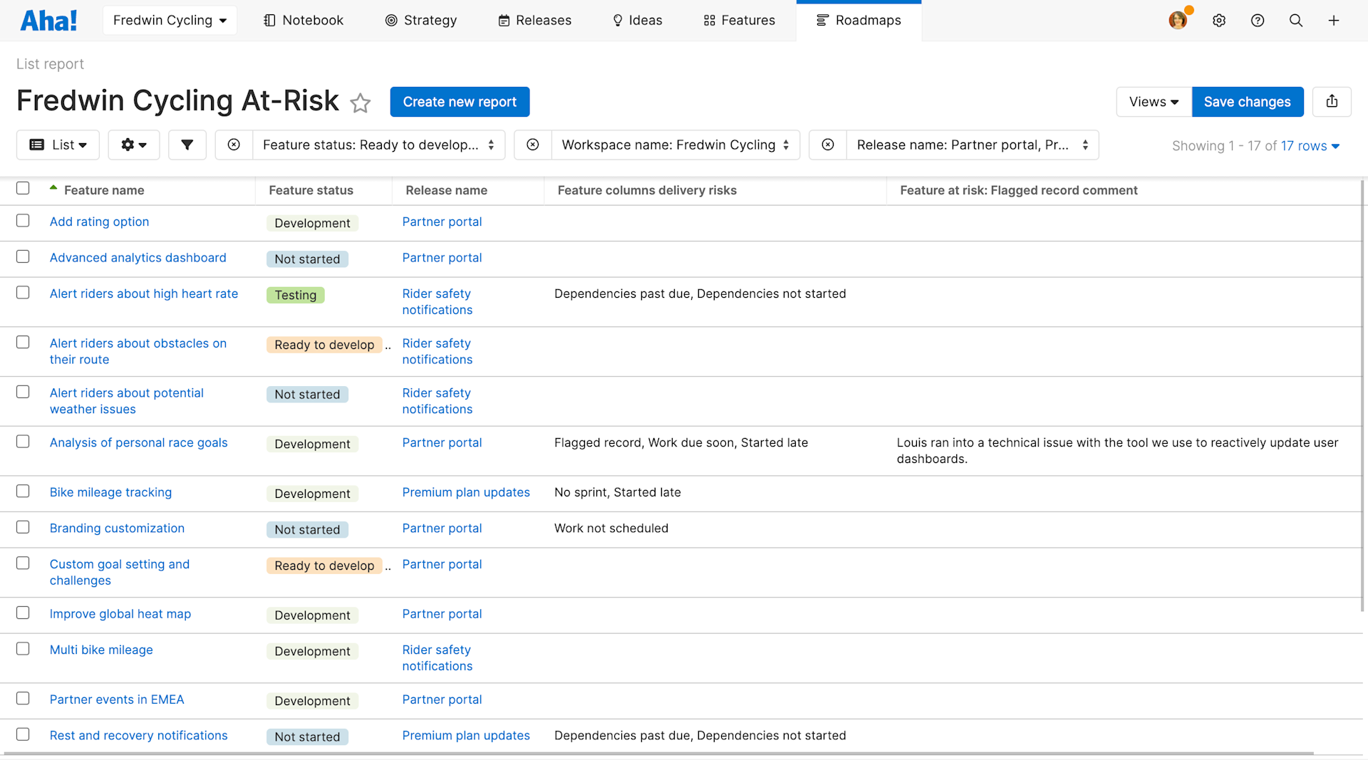 Automatically Track Delivery Risks in Aha! Software