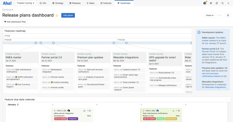 New roadmaps and reports for dashboards in Aha! Roadmaps