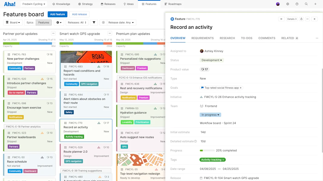 Aha! software use case — Schedule releases
