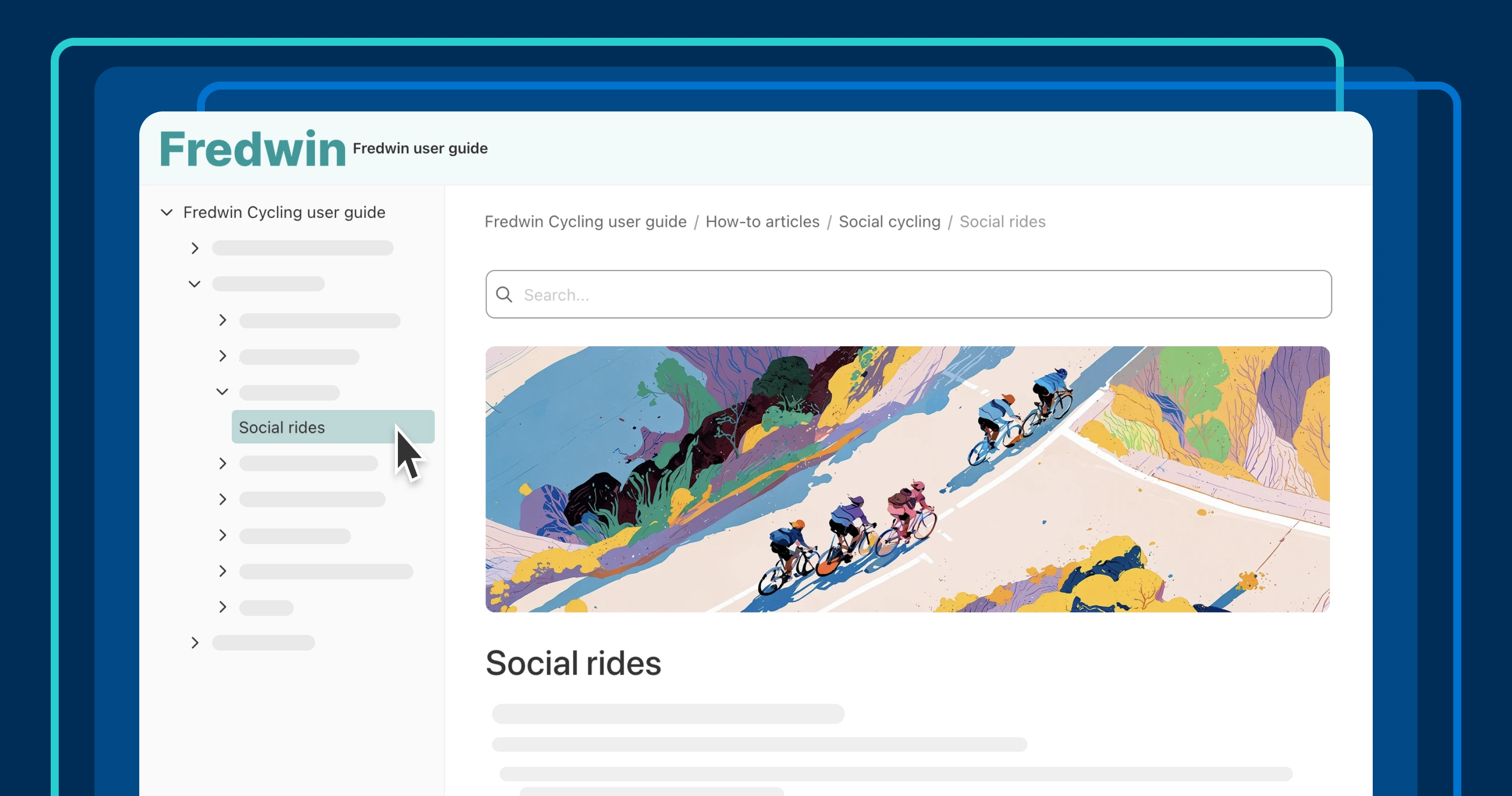 A document in the Fredwin knowledge base that has a header image of cyclings riding up a hill