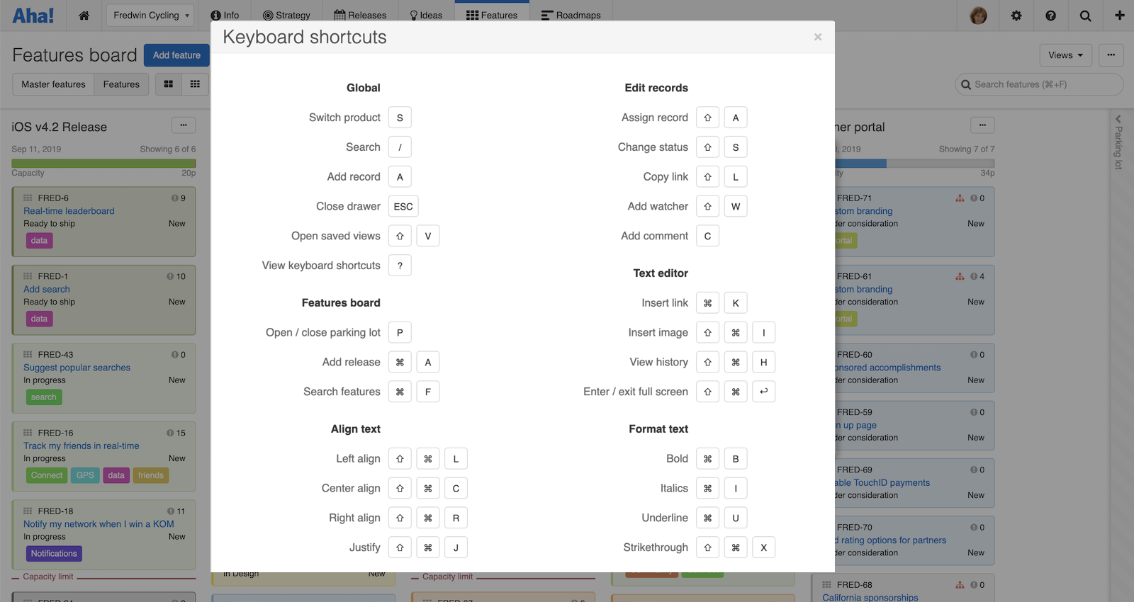 Just Launched! — New Keyboard Shortcuts in Aha!