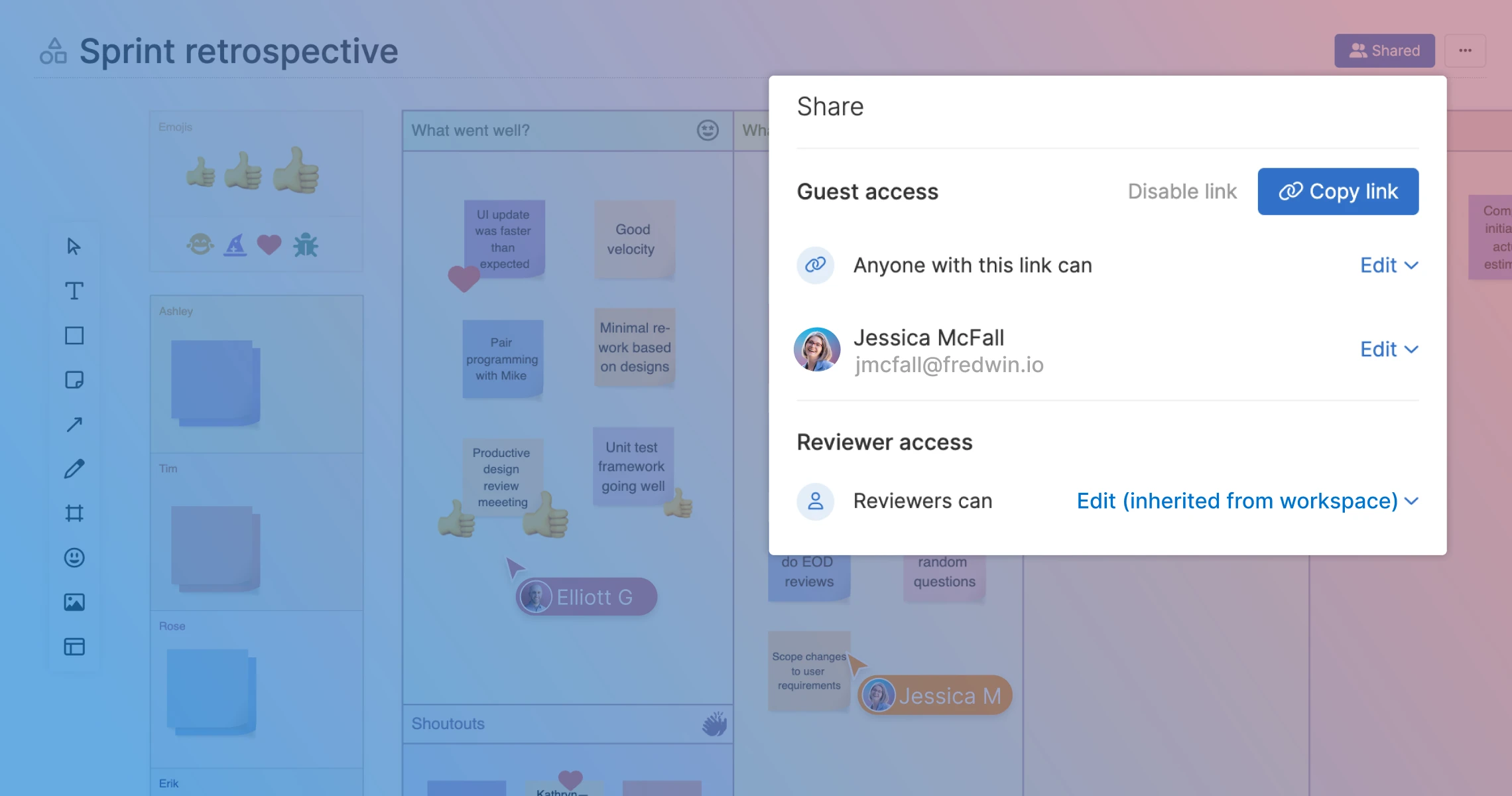 Share a whiteboard with a guest in Aha! software