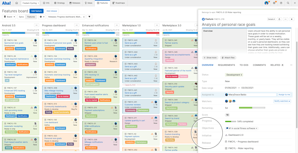 Aha! Roadmaps | Best practices for tracking OKRs | Aha! software