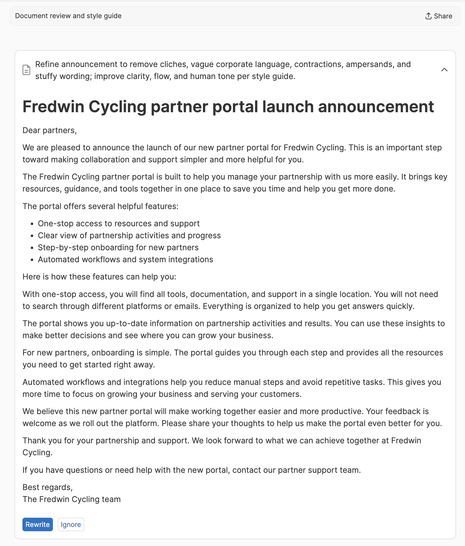 An example screenshot of the AI Instruction in use.