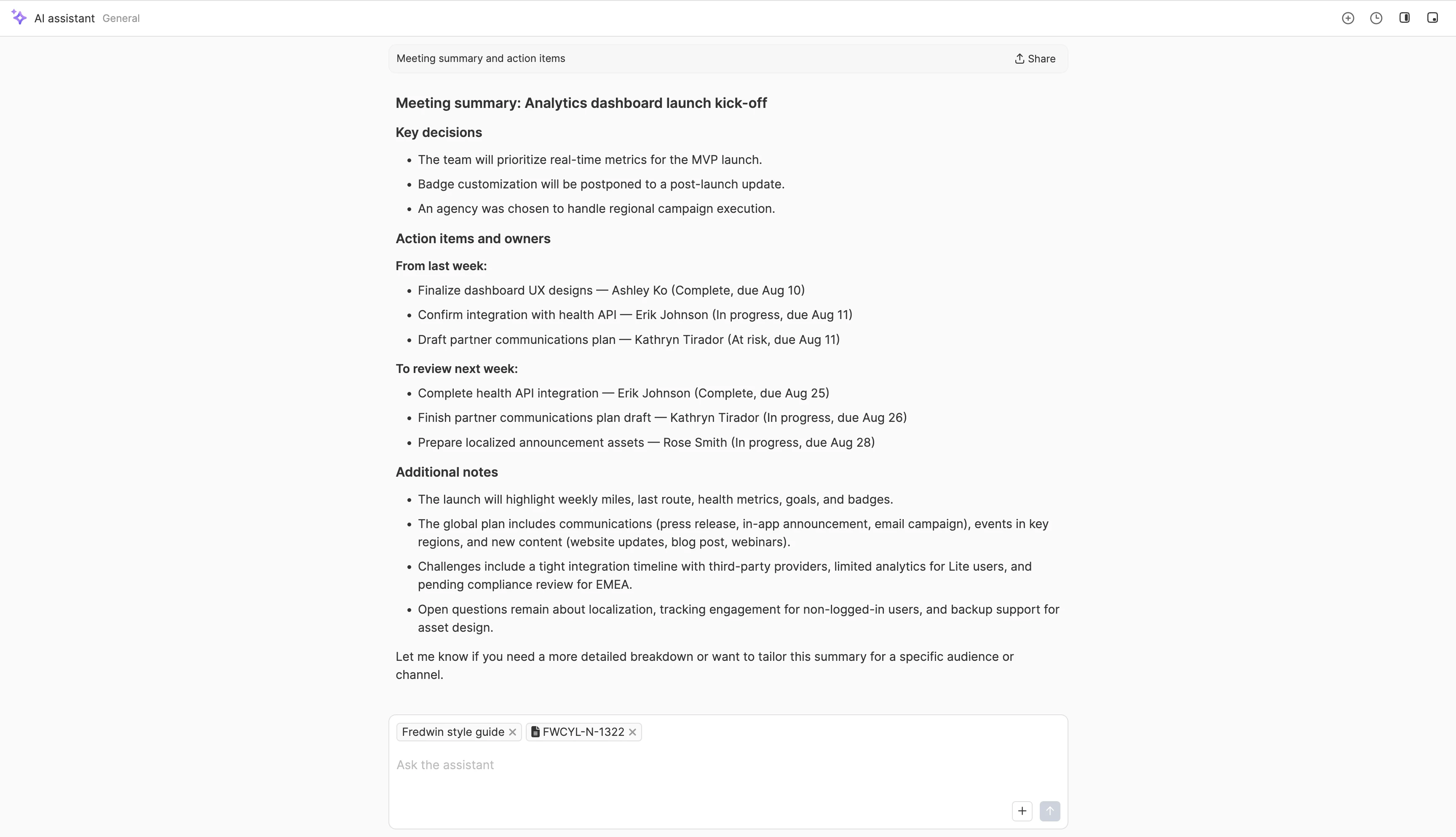 An example screenshot of the AI Request in use.