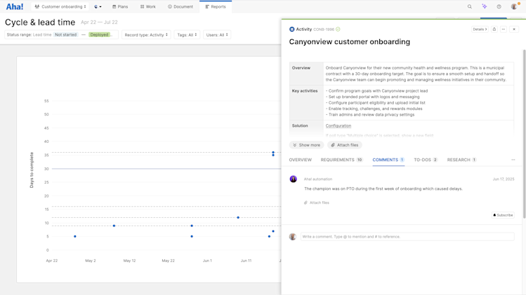 You can also identify new process bottlenecks or resource constraints by looking at changes in cycle and lead time.