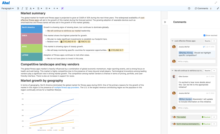 Inline comments on a full screen text editor.