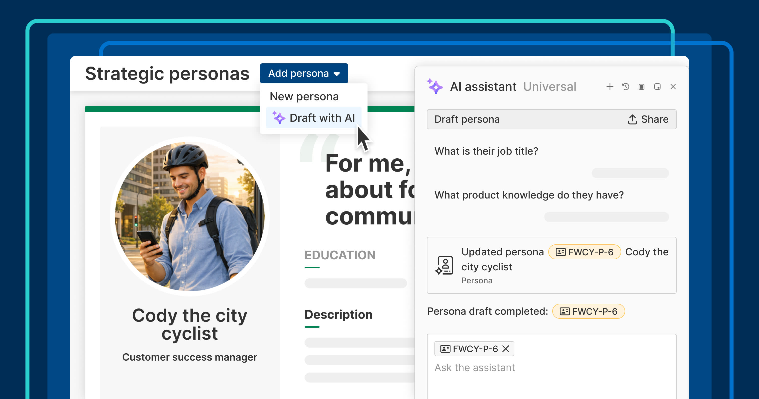 Use the Aha! AI assistant to draft strategic models, positioning, and personas