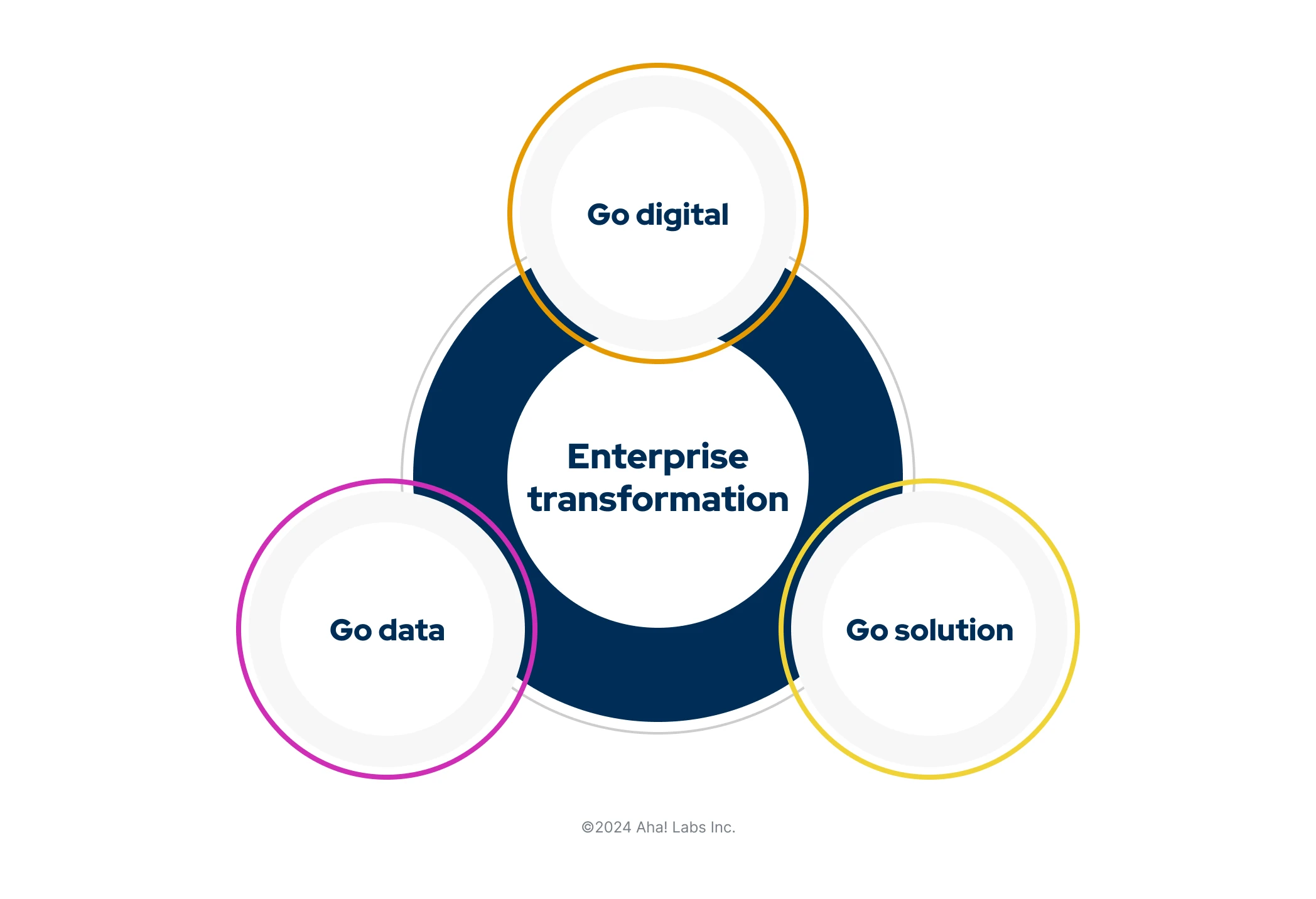 A chart showing different enterprise transformation strategies: Go data, go solution, and go digital