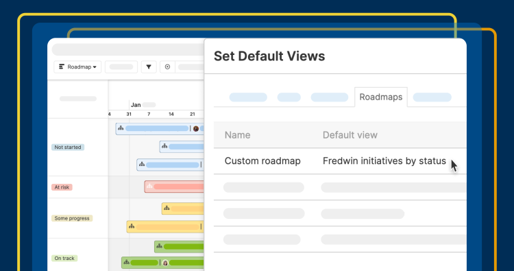 a window open to set default views for a roadmap