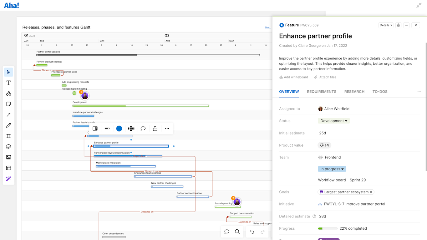 Aha! software use case — Identify delivery risks