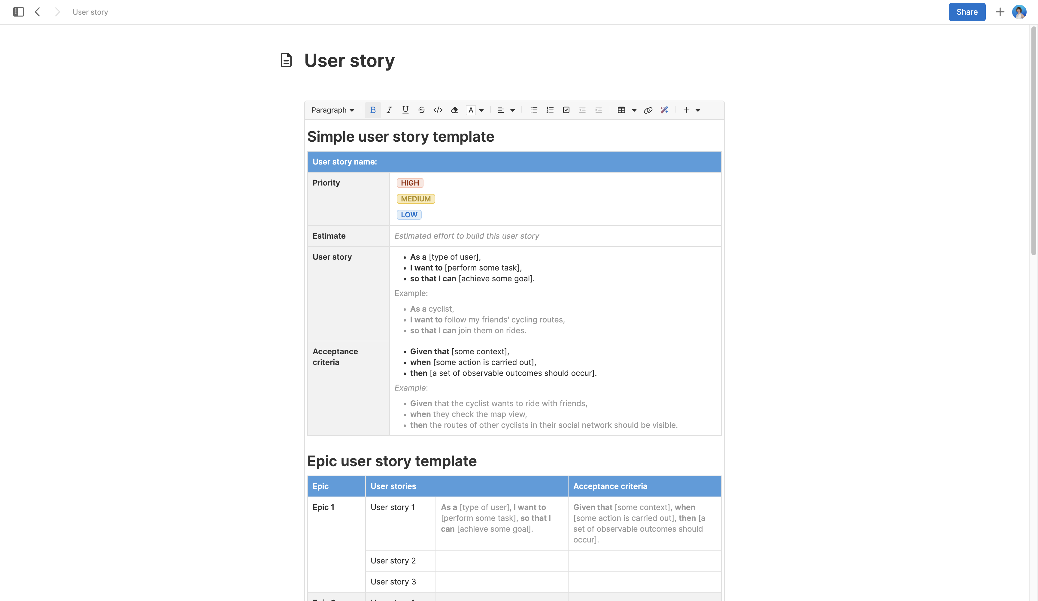 User story large