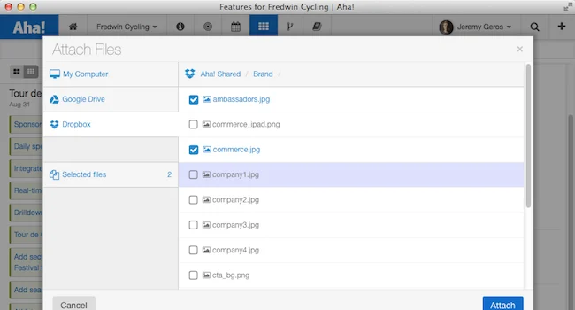 Aha! Integrated With Dropbox