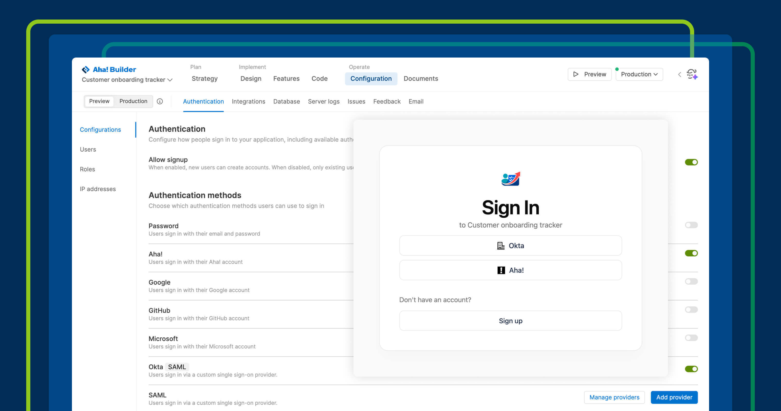 Our AI app builder includes built-in authentication