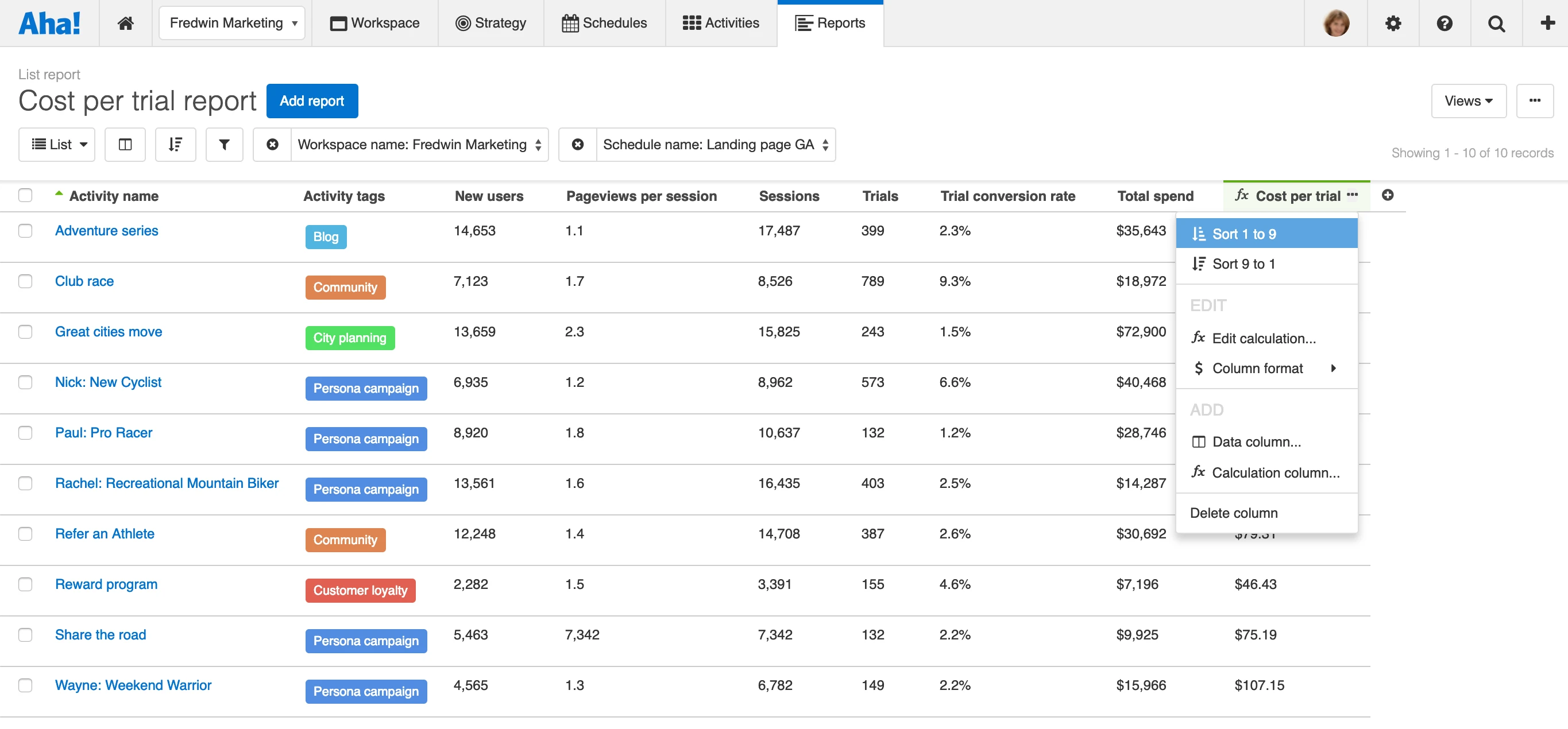 Blog - Just Launched! — Introducing Custom Equations in Aha! Reports - inline image