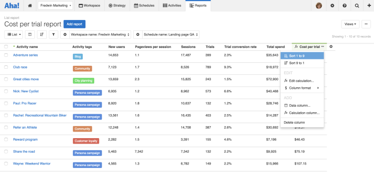 Blog - Just Launched! — Introducing Custom Equations in Aha! Reports - inline image