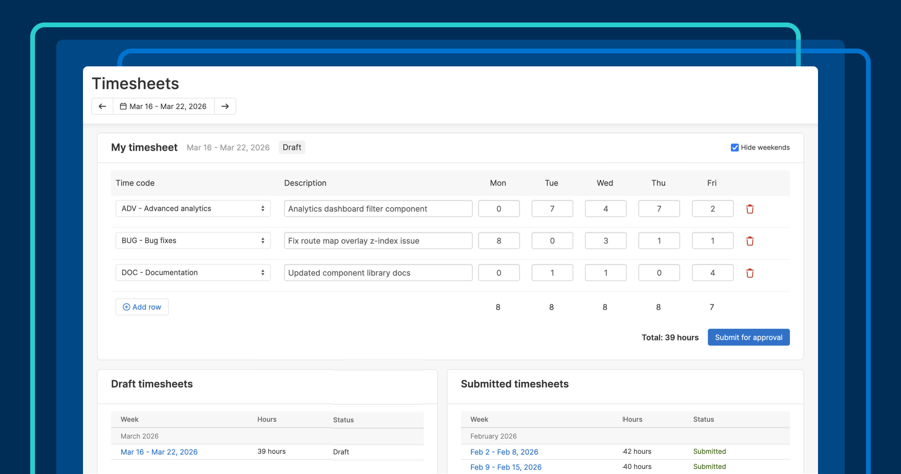 Now, use timesheets in Aha! Develop and Aha! Teamwork