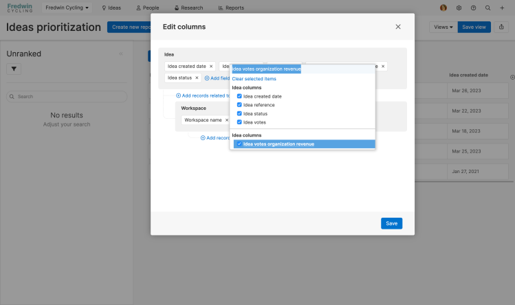 Add a data column to the prioritization table